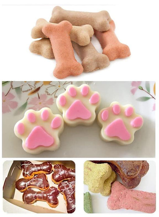  4Pcs Dog Bone Silicone Paw Molds for Dogs - Candy