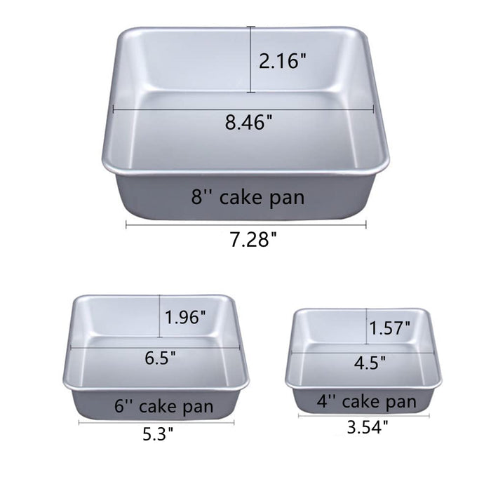 E-far 8 x 8-Inch Baking Pan, Square Cake Brownie Baking Pans Stainless  Steel Bakeware Set of 3, Fits in Small Toaster Oven, Non-toxic & Dishwasher