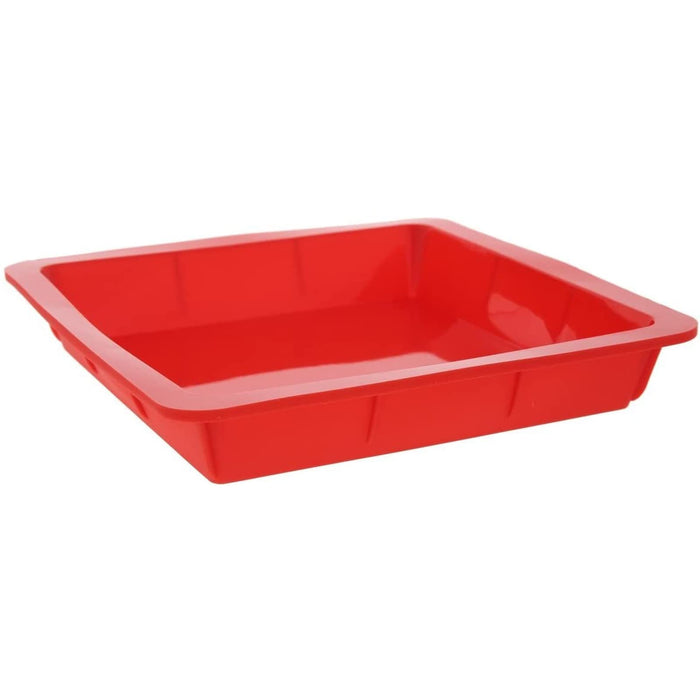 4 Piece Nonstick Silicone Bakeware Set Baking Shaping Kits with Round, Square and Rectangular Cake Shaping Kit Pan, Red