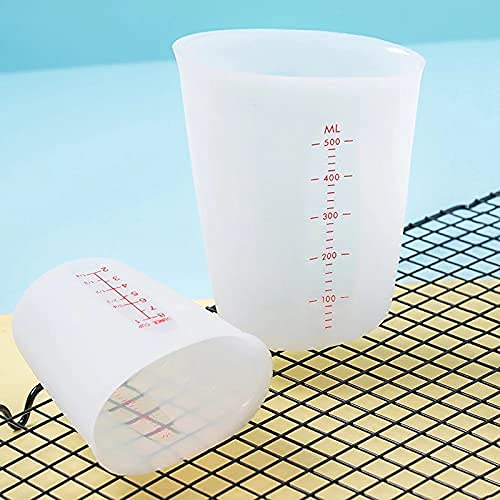 Silicone Flexible Measuring Cups Set For Epoxy Resin, Butter, Chocolate &  More - 2 Cup Melt Stir Squeeze & Pour - Dishwasher Safe - Standard & Metric