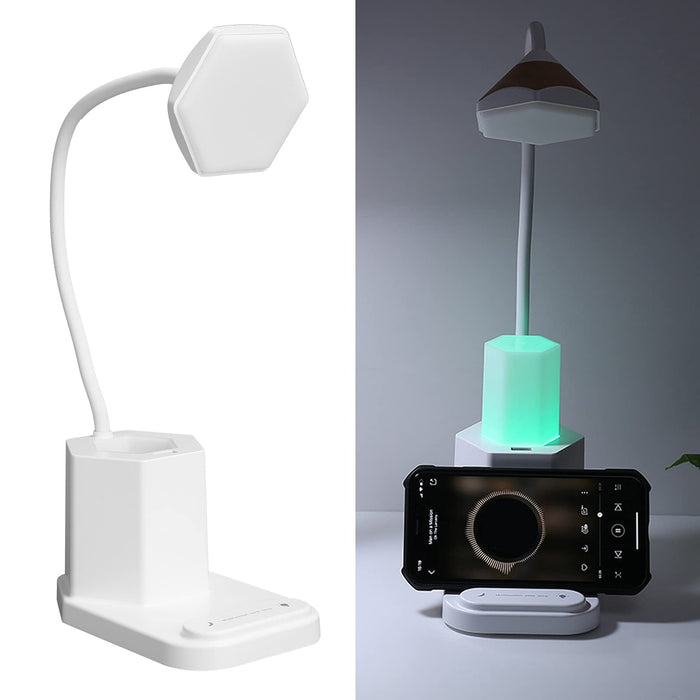 01 LED Desk Lamp, 2 Color Temperatures Table Lamp with Small Fan for Office for Bedroom for Dorm for Living Room