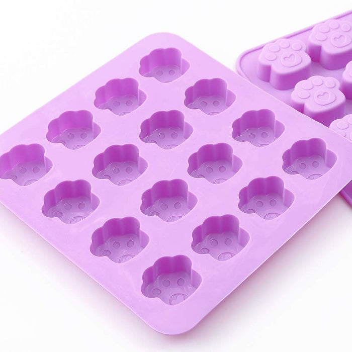 Cozihom Dog Paw Shaped Silicone Molds, 16 Cavity, Food Grade, for Chocolate, Candy, Pudding, Jelly, Dog Treats. 4 Pcs