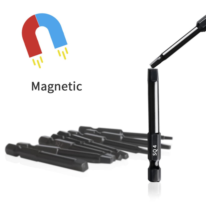 NAUIX Square Drill Bit Set (10pcs - 3 Inch Long S2 Steel Magnetic Head —  CHIMIYA