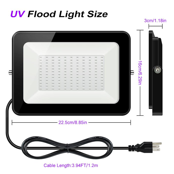 2 Pack 60W UV Flood Black Light, IP67 Waterproof High Power LED