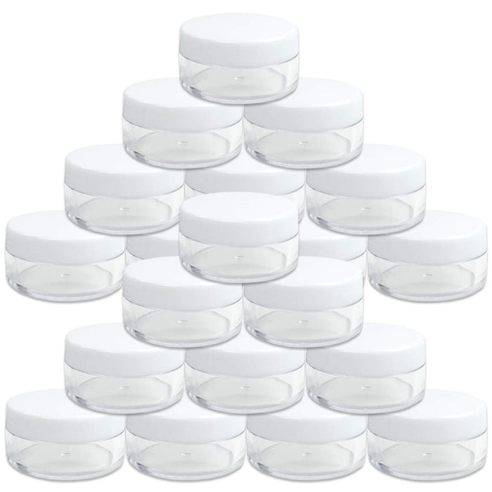 (Quantity: 20 Pieces) Beauticom 10G/10ML Round Clear Jars with White Lids for Small Jewelry, Holding/Mixing Paints, Art Accessories and Other Craft Supplies - BPA Free