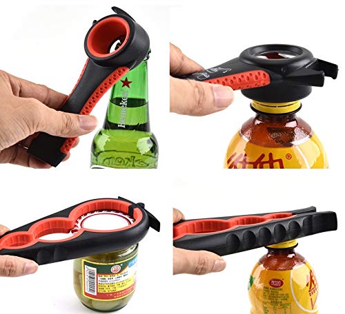 j.MAEHome Jar Opener Upgraded 5 in 1 Multi Function Can Bottle Opener Kit with Silicone Handles, Children and Older Adults