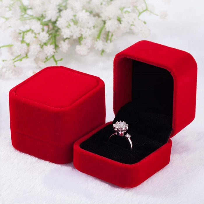 2 Pack Velvet Ring Boxes, Earring Pendant Jewelry Case, Ring Earrings Boxes, Jewellry Display (Red)