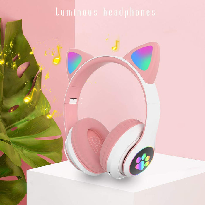 LVOERTUIG Gaming Headset Fashion Bluetooth 5.0 Kids Adult Cat Ear
