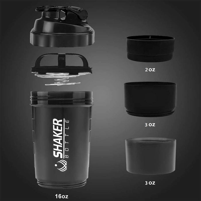 3 Layer Fitness Sports Bottle Shaker Cup Milkshake Cup Protein Powder Water  Bottle 500ML Portable Mixing Cup with Medicine Box