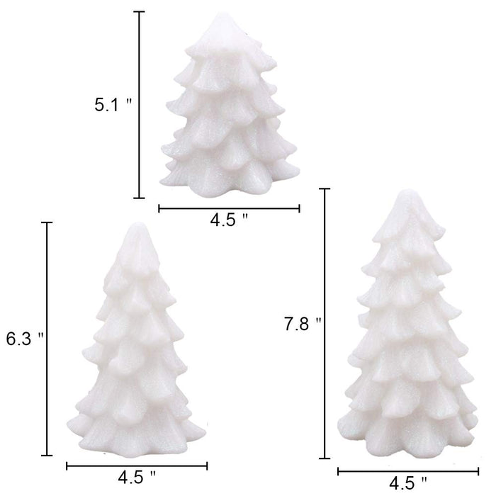 Eldnacele Tree Shaped Christmas Flameless Flilckering Candles Color Changing with 18-Key Remote and Timer Set of 3, Battery Opeated Glitterring LED Candles Seasonal Decoration White