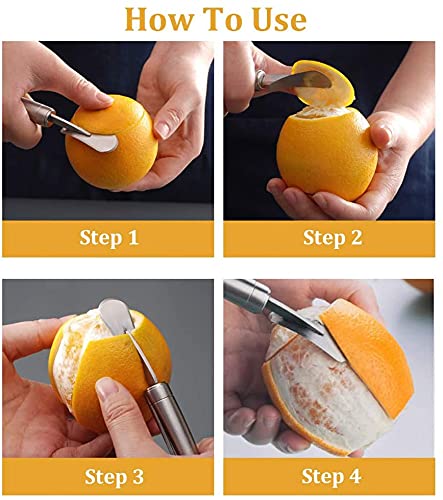 4 Pieces Lemon Zest Peeler for Cocktails Stainless Steel Orange Rind Peeler  Tool Orange Citrus Twist Peeler with Channel Knife Kitchen Accessories
