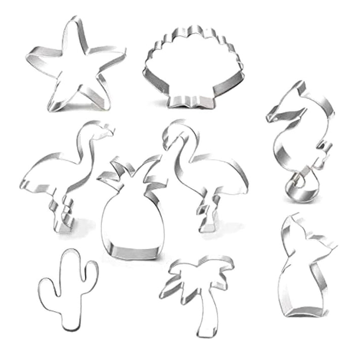 Cookie Cutter Set-9 Piece-Mermaid,Starfish,Seashell,Seahorse,Cactus,Pineapple,Flamingo,Palm Tree,Stainless Steel Cookies Molds