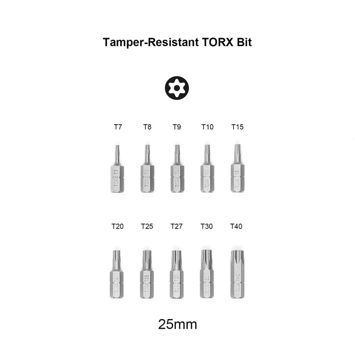 Protorq 10 Pieces 1 inch Torx Tamper Resistant Bits, Secruity Torx Bits(T7-T40)