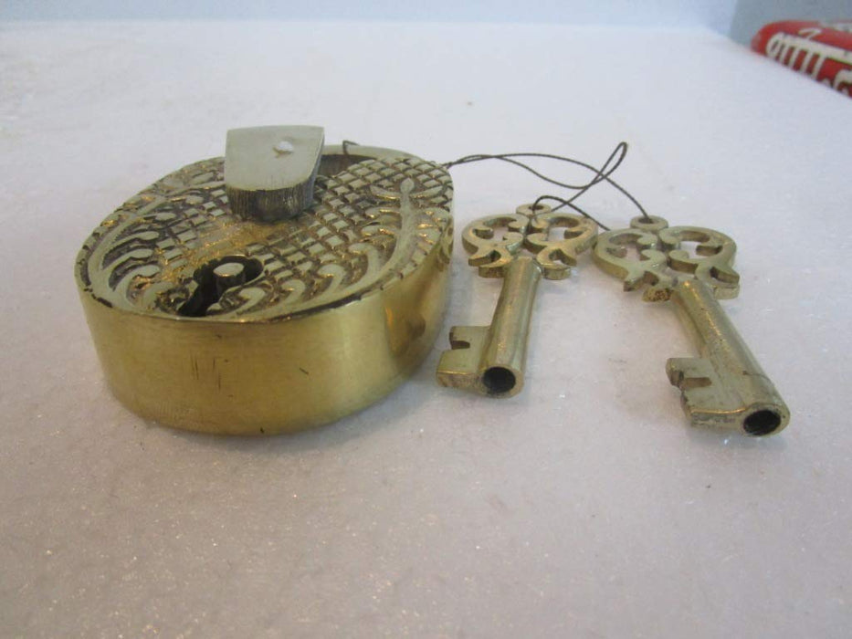 Home - Garden Brass Padlock - Lock with Keys - Working - Brass