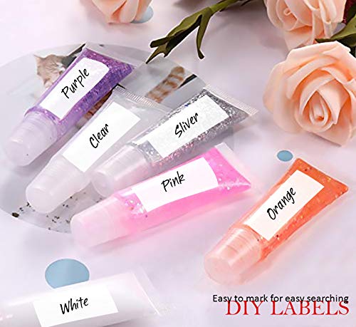 AMORIX 50PCS Lip Gloss Tubes 10ml Lip Gloss Containers Empty Lip Balm Containers Refillable Lipgloss Squeeze Tubes with 2 x 20ml Syringes 5pcs Organza Bags & Tag Labels Stickers for DIY Cosmetic