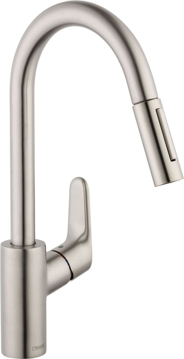 Hansgrohe 04505800 Focus High Arc Kitchen Faucet, 1.75, Stainless Steel Optic