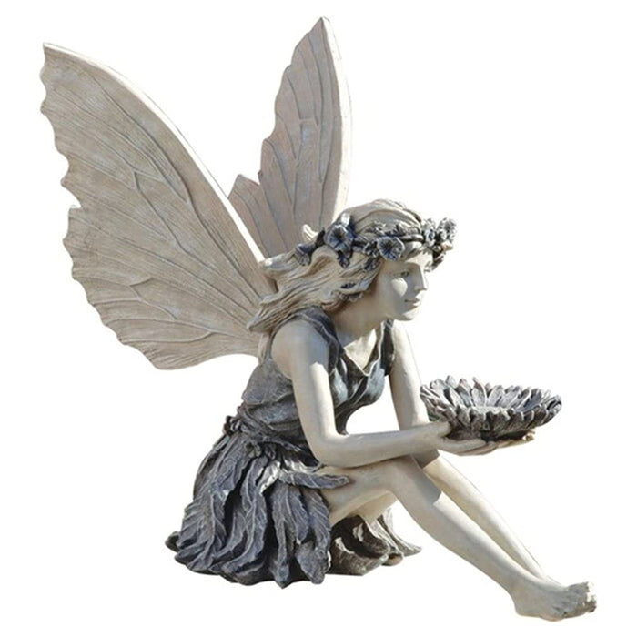 Sitting Fairy Statue & Angel Garden Sculptures - Antique Resin Angel Craft, Home Table Ornaments, Garden Lawn Yard Art Porch Patio Outdoor Decorations