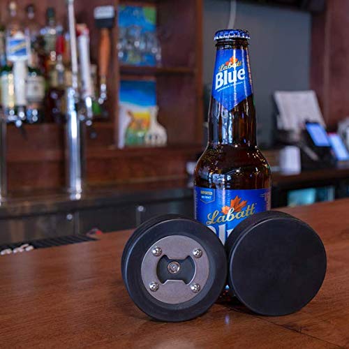 Hockey Puck Bottle Opener | Made from Real Puck | Great Ice Hockey s for Hockey Coach s | Beer Opener Coaster and s for Hockey