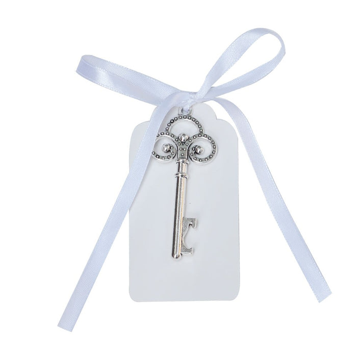 GuiHe Pack of 60 Silver Skeleton Key Bottle Opener with Escort Tag Card and Twine for Wedding Favors Baby Shower s for Guests