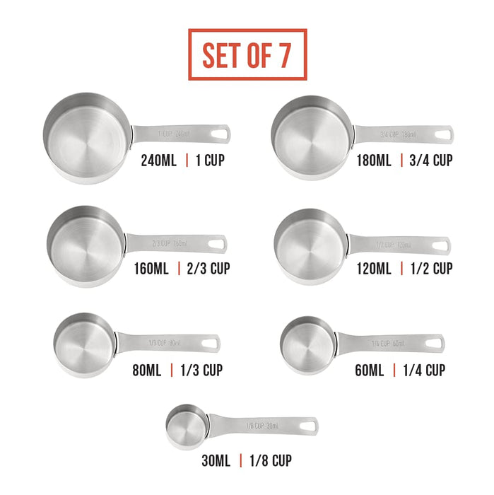 Chef Pomodoro Stainless Steel Measuring Cup Set, Nested and