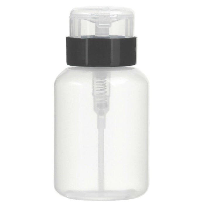 AKOAK Pack of 2 Push Down Empty Lockable Pump Dispenser Bottle for Nail Polish and Makeup Remover,200ml(6.8oz),Black Top Cap