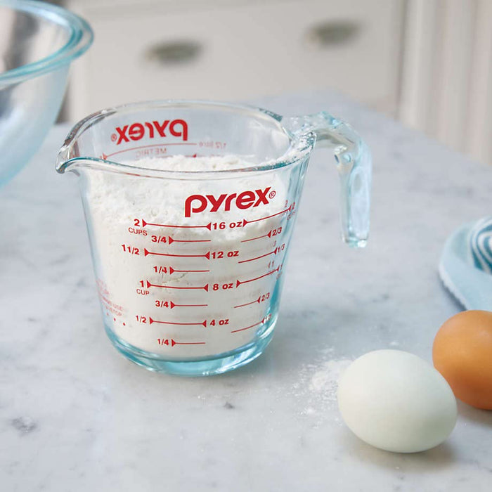 Pyrex 2 Piece Glass Measuring Cup Set, Includes 1-Cup, and 2-Cup Tempered Glass Liquid Measuring Cups, Dishwasher, Freezer, Microwave, and Preheated