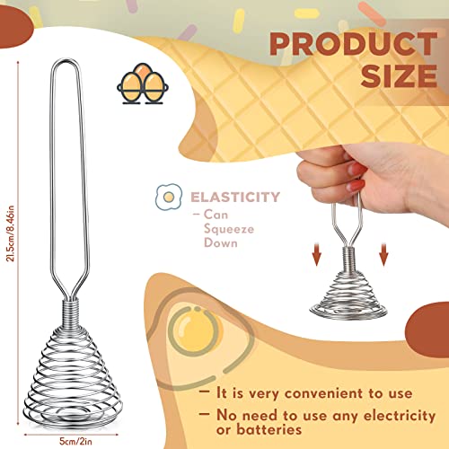 4 Pieces Stainless Steel Spring Whisk, 8.46 Inches Egg Whisk Hand Push Whisk Blender French Style Whisk Wire Whisk For Egg Beater
