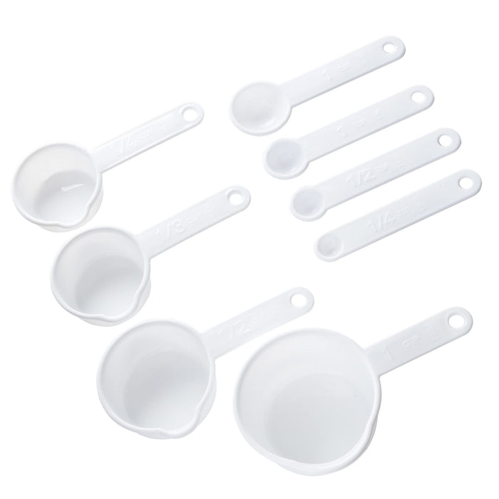 Chef Craft Select Plastic 8 Piece Measuring Set, 1/4 tsp, 1/2 tsp, 1 tsp, 1 tbsp, 1/4 cup, 1/3 cup, 1/2 cup and 1 cup size, White