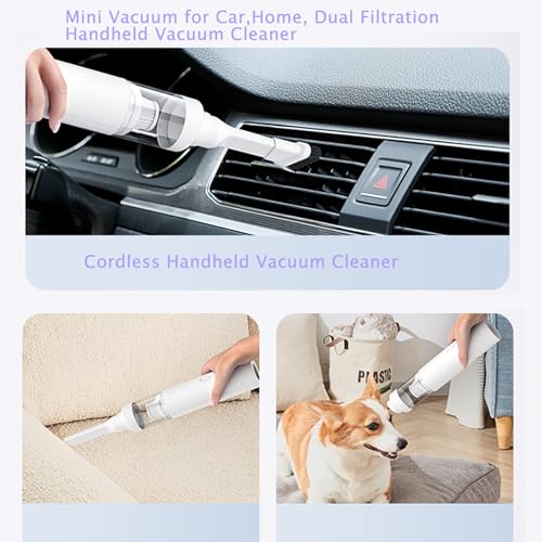 Zwai Cordless Vacuum, Handheld Vacuum Cleaner, Mini Car Vacuum With Blower Lightweight Portable Vacuum For Car,Home, Dual