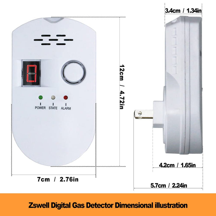 zswell Natural Digital Gas Detector, Home Gas Alarm, Gas Leak Detector,High Sensitivity LPG LNG Coal Natural Gas Leak Detection, Alarm Monitor Sensor Home/Kitchen