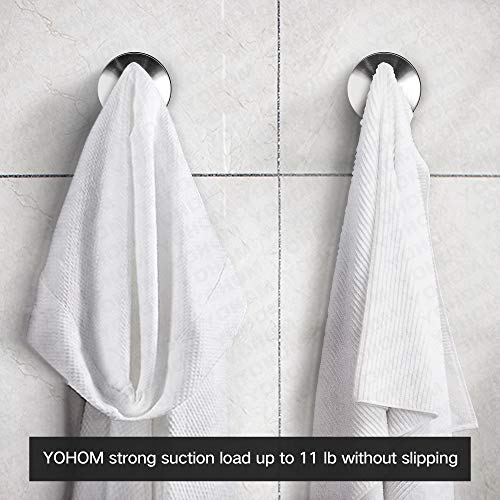 Yohom Stainless Steel Vacuum Suction Cup Bathroom Shower Holders Removable Towel Rack, Bathrobe And Loofah Hooks With Brushed