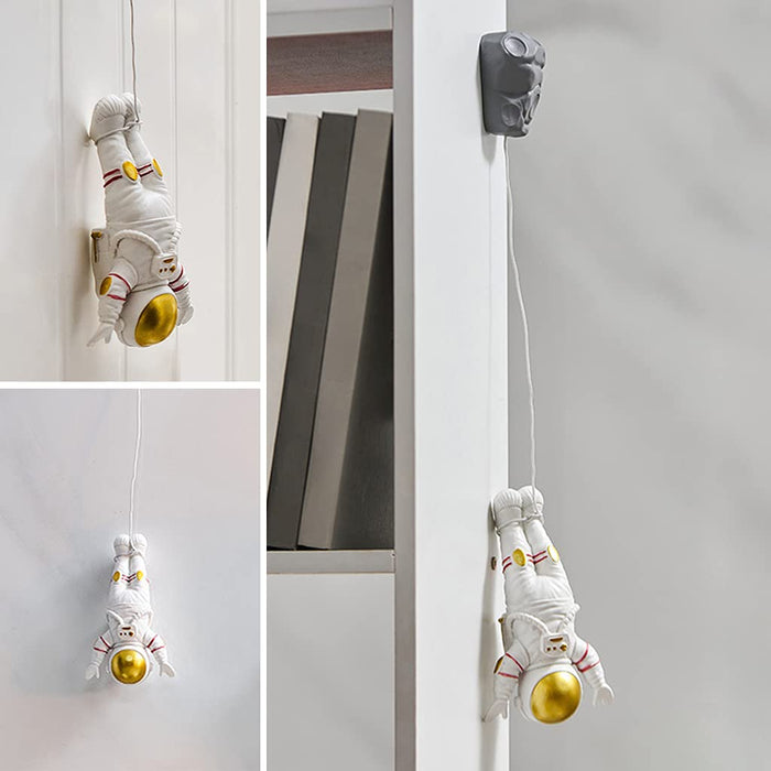 Bddalpke Modern Astronaut WallMounted Resin Spaceman Miniature Figurines for Kids Boys Wall Sculpture with Hanging Rope Bedroom