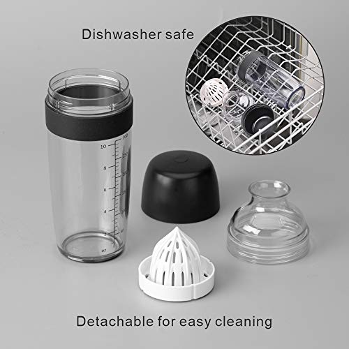 Kitchendao 2 In 1 Salad Dressing Shaker Container With Juicer, Pour Spout, Leakproof, Disasher Safe, Bpa Free, Travel Homemade