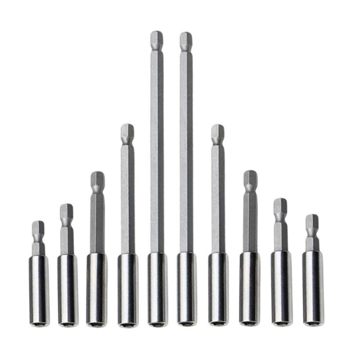 10 Pcs Magnetic Drill Extension Bit Holder, 1/4 inch Hex Shank Quick Release Screwdriver Drill Bit Holder Extension Set for Screws, Nuts, Drills, Handheld Drivers 50/60/ 75/100/ 150mm