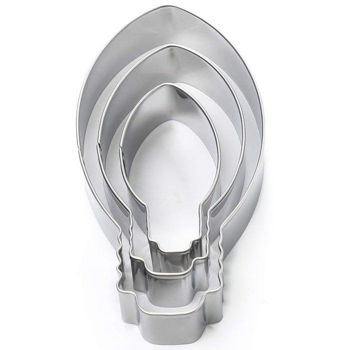 Christmas Light Bulb Cookie Cutter Set - 3 Pieces In Graduated Size - Stainless Steel