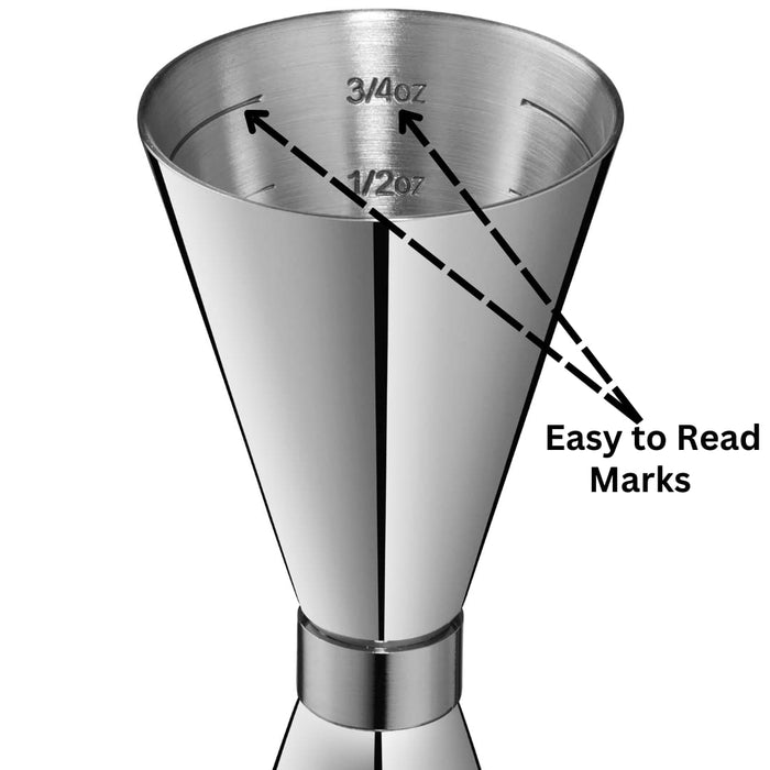 1/ 2 ozDouble Cocktail Jigger Measure Cup with Measurements Scale Inside