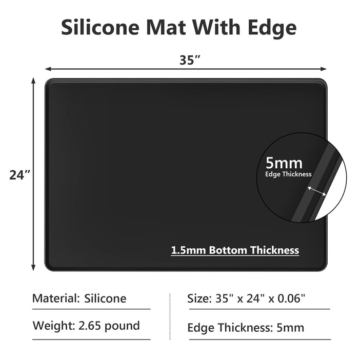 Silicone Mat for Countertop Raised Edge Multipurpose Mat with Lip
