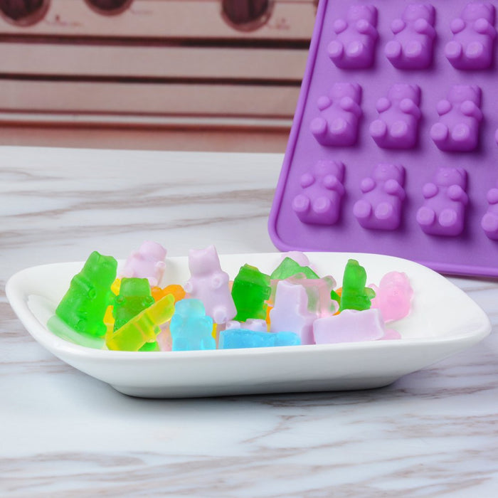 Gummy Bear Candy Molds Silicone - Mini Size Chocolate Gummy Molds with 2 Droppers Nonstick Food Grade Silicone Pack of 4