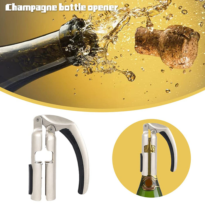 Champagne Bottle Opener, Zinc Alloy Sparkling Wine Cork Puller, Multifunctional Bottles Opener Bar Jar Cork Puller, Virtually
