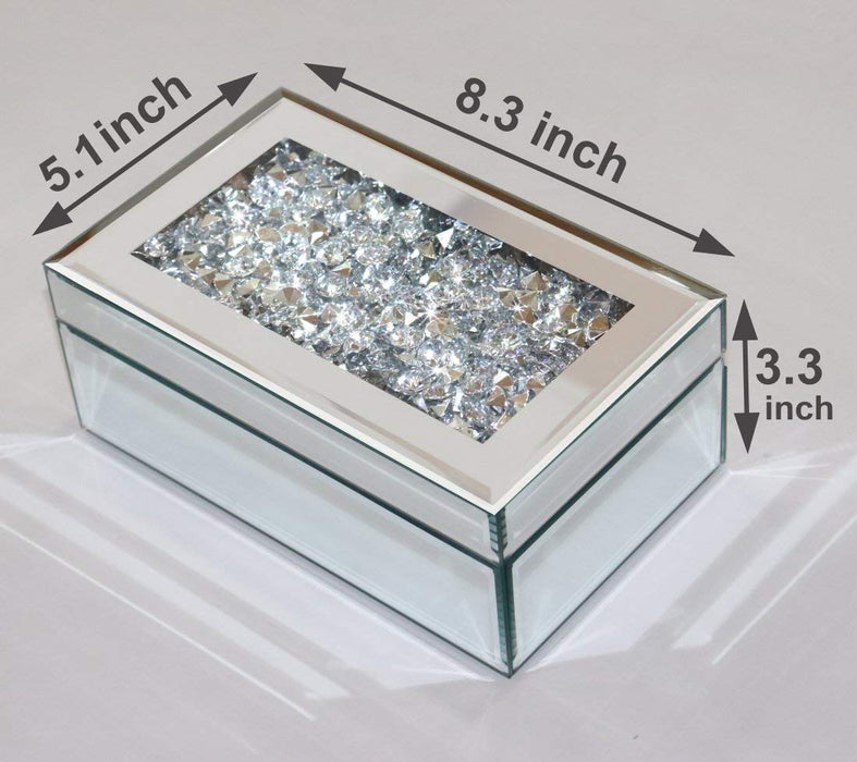 Qmdecor Luxury Silver Crushed Diamond ed Jewelry Box Organizer Storage Jewelry Box For Women