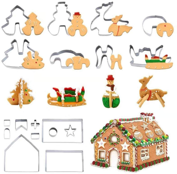 Christmas House Cookie Cutter Set Stainless Steel Cake Biscuit Cookie Cutter Mold DIY Baking Pastry Tool Bake Your Own Small Ging