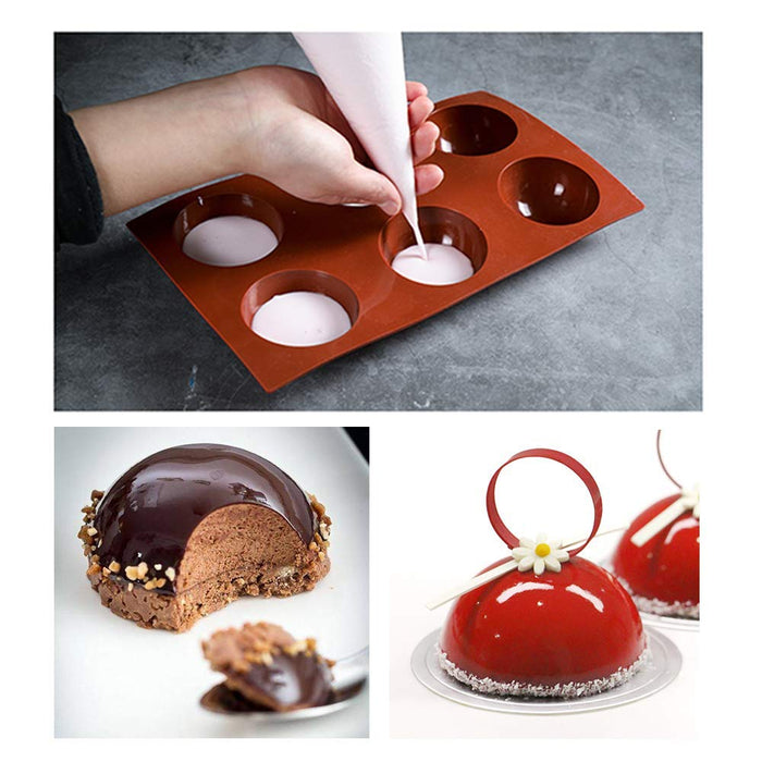 Silicone Baking Molds DIY Chocolate Cake Mold 6 Semi Sphere Holes Chocolate  Mold for Chocolate Bombs Dome Mousse Cake Tools