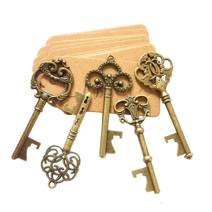 AYAOQIANG Wedding Favors Skeleton Key Bottle Opener with Escort Card Tag and Key Chains for Guests Party Favors Rustic Decoration