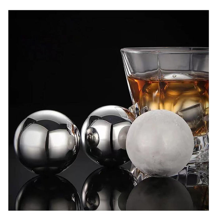 Ecentaur Whiskey Stones Stainless Steel Ice Cube Metal Reusable Balls 2.2" Chilling Stones for Drinks Set of 4