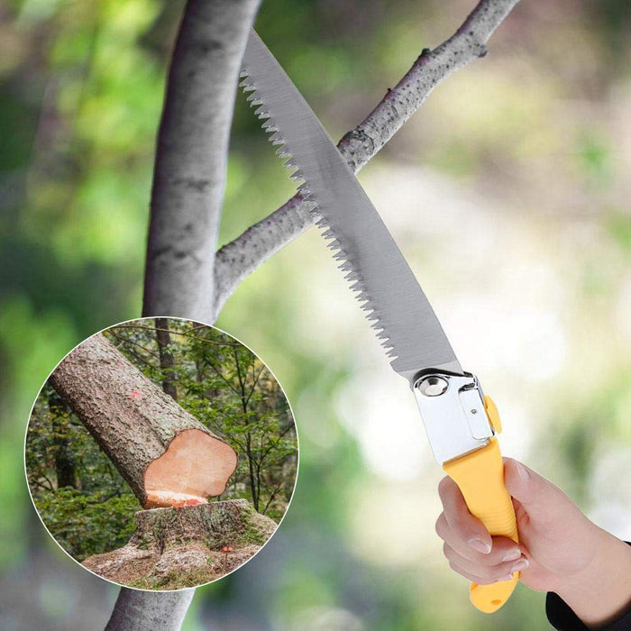 280mm Folding Hand Saw Wood Cutting Fruit Trees Pruning Trimming Gardening Tools Yellow(1)