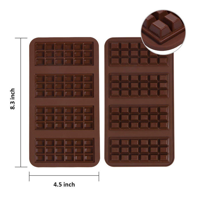 Webake Chocolate Bar Mold Silicone Break-Apart Candy Molds for 1 Ounce Chocolate Chunk Protein Energy Bar Candy Bar, Food Grade, Easy Release Candy Molds Baking Pan, Pack of 2