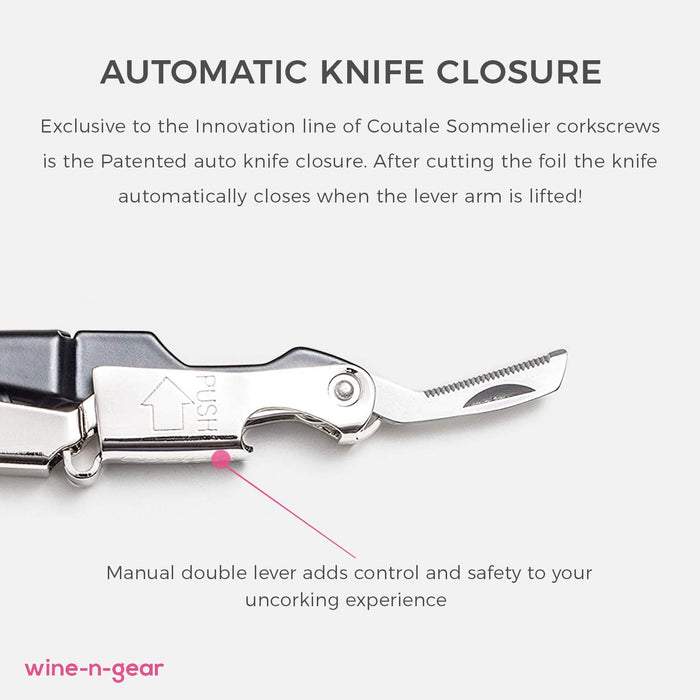 Innovation Waiters Corkscrew By Coutale Sommelier - Black - French Patented Manual Double Lever Wine Bottle Opener for Bartenders