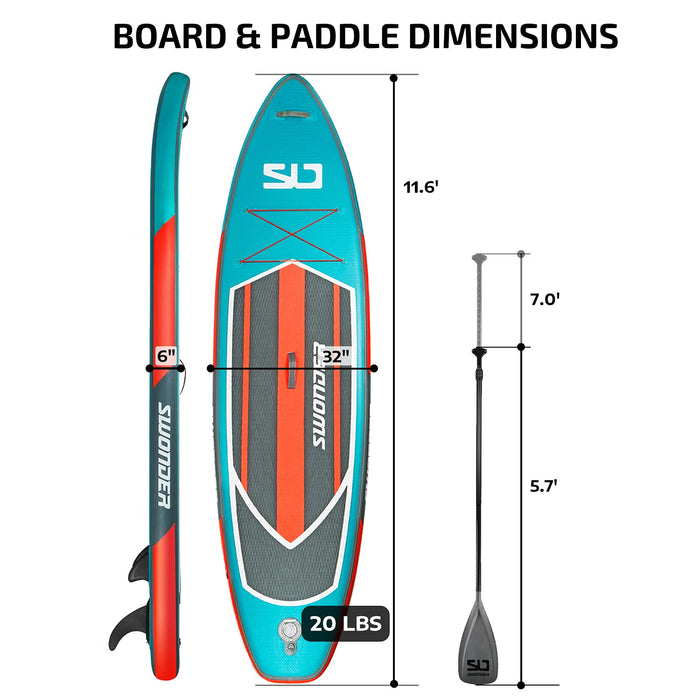 Swonder 11'6Inflatable Stand Up Paddle Board and 20PSI High-Pressure —  CHIMIYA