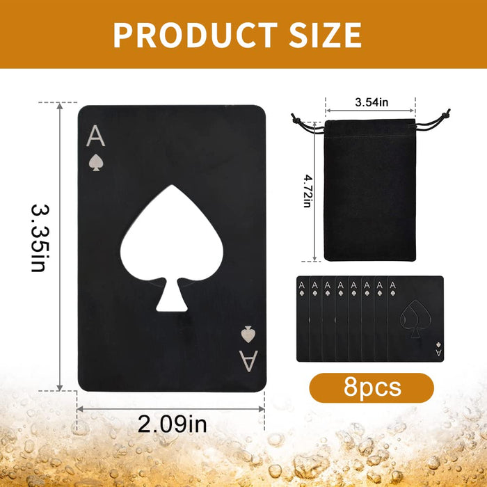HUIANER Black Bottle Opener Poker Card Bottle Opener Credit Card Bottle Opener for Your Wallet Beer Bottle Opener 8PCS