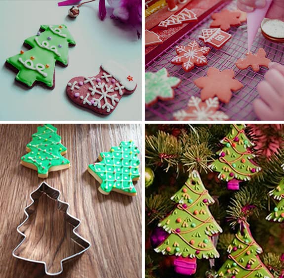 Christmas Cookie Cutters Set - Holiday Mini Cookie Cutter set of 10, Include: Gingerbread House, Snowflake, Christmas Tree